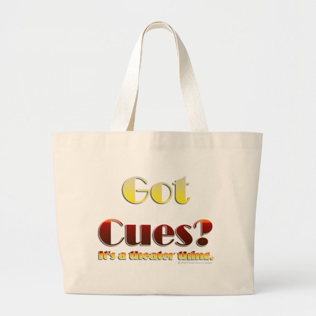 Got Cues? (Text Only) Large Tote Bag (Front)