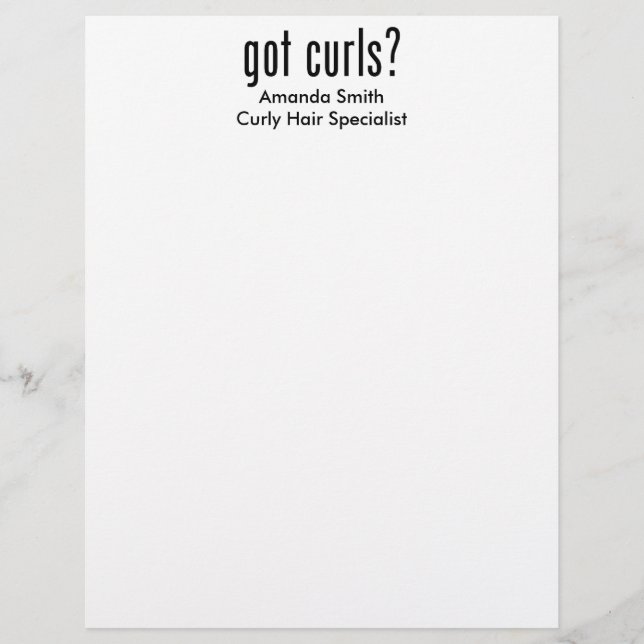 Got Curls? Letterhead (Front)