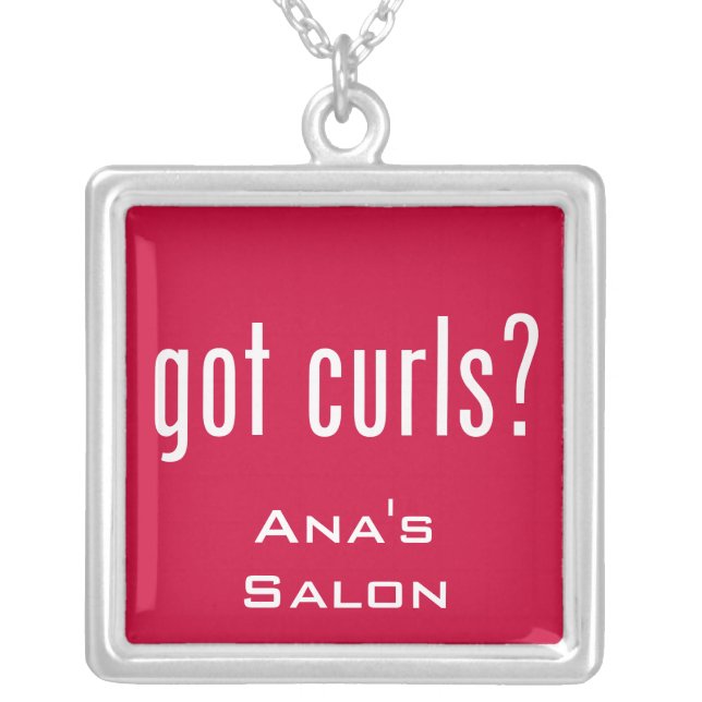 Got Curls? Silver Plated Necklace (Front)