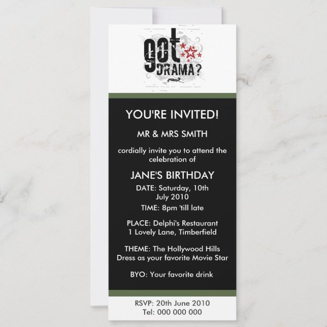Got Drama? Invitation (Front)