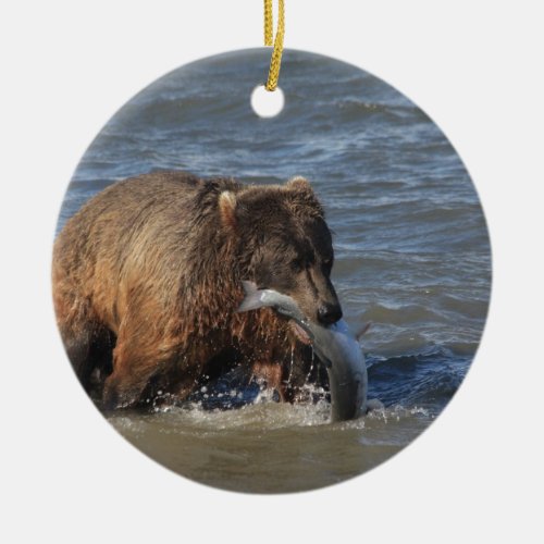 Got Fish Alaska Brown Bear gifts Ceramic Ornament