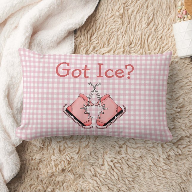 Got Ice?  Pink Figure Skates  Lumbar Pillow (Blanket)
