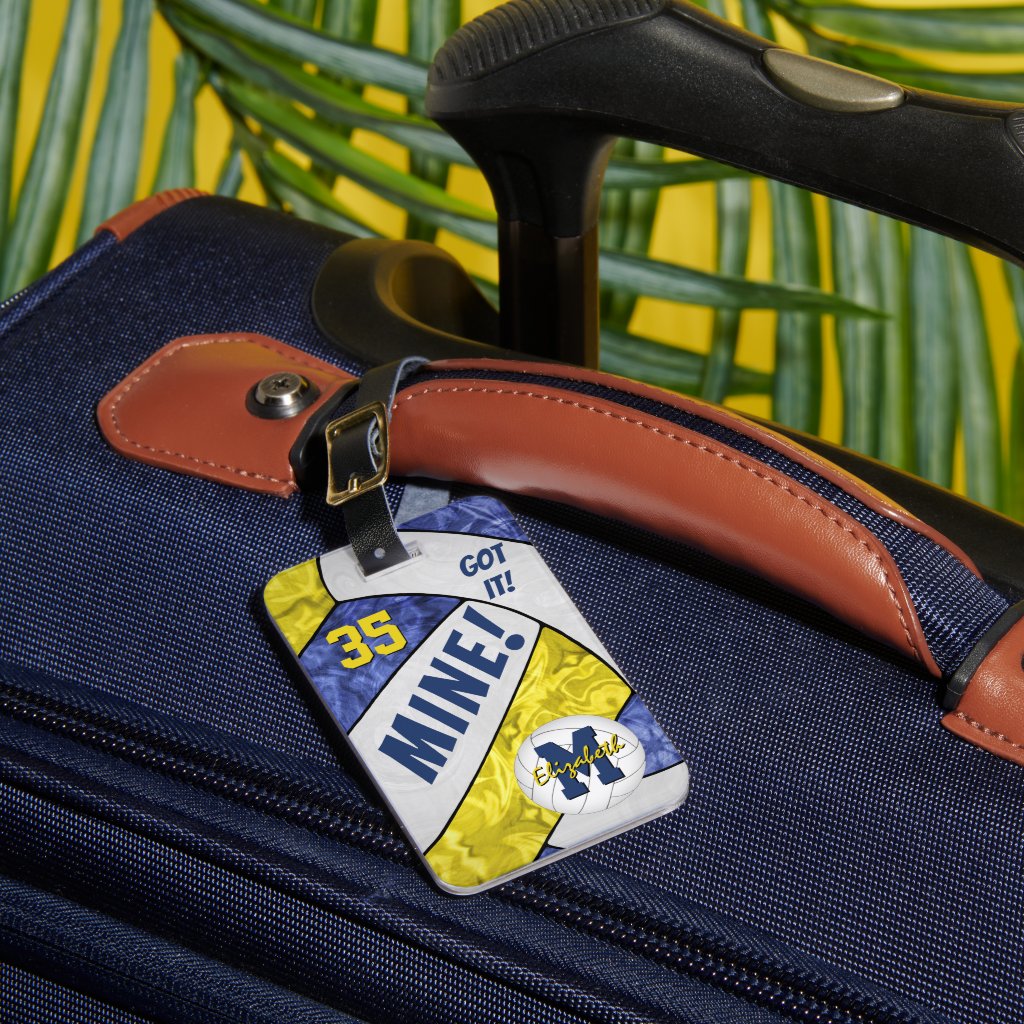 Got it! girls blue yellow volleyball team gifts luggage tag