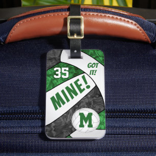Got it! girl's green black volleyball team colors luggage tag