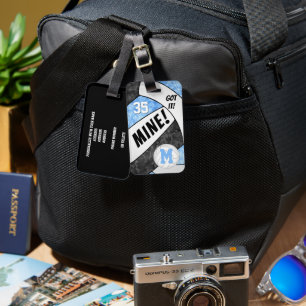 Got it! girls lt blue black volleyball team colors luggage tag