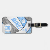 Got it! girls lt blue gray volleyball team colors luggage tag (Front Horizontal)