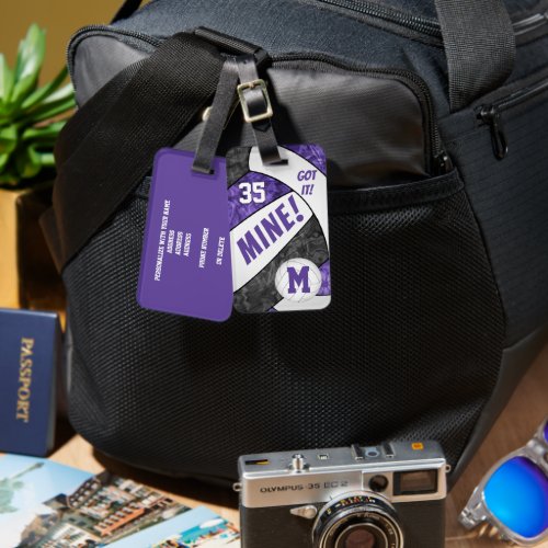 Got it! girls purple black volleyball team colors luggage tag