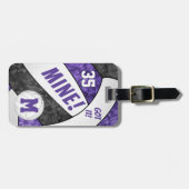 Got it! girl's purple black volleyball team colors luggage tag (Front Horizontal)