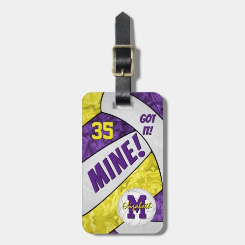 Got it girls purple gold volleyball team colors luggage tag