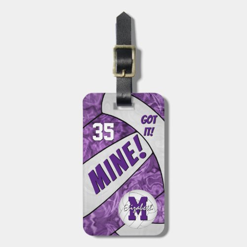 Got it girls purple white volleyball team colors luggage tag