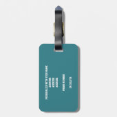 Got it! girls teal black volleyball team colors luggage tag (Back Vertical)