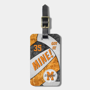 Got it! girls volleyball black orange team colors luggage tag