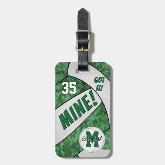 Got it! green white girls' volleyball team colors luggage tag