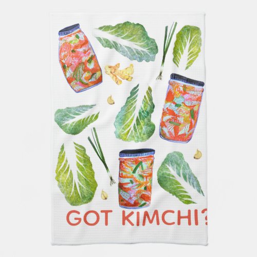 GOT Kimchi Spicy Ingredients Watercolor Fun Kitchen Towel