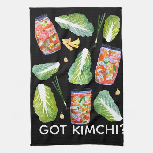 GOT Kimchi Spicy Ingredients Watercolor Fun Kitchen Towel