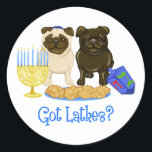 Got Latkes? Hanukkah Pug Stickers<br><div class="desc">Got Latkes? Hanukkah Pug Stickers</div>