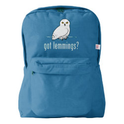 got lemmings? with Snowy Owl American Apparel Backpack