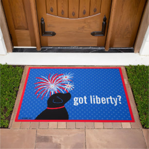 Got Liberty? Black Dog Independence Day Doormat