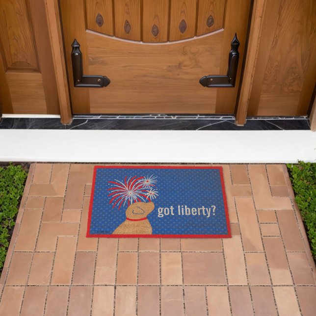 Got Liberty? Yellow Dog Independence Day Fiber Doormat (Insitu (Outdoor))