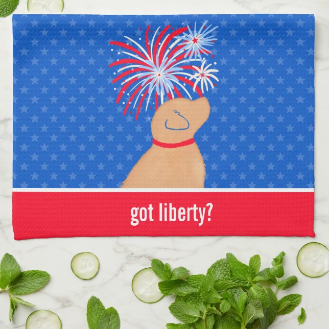 Got Liberty? Yellow Dog Kitchen Towel (Folded)