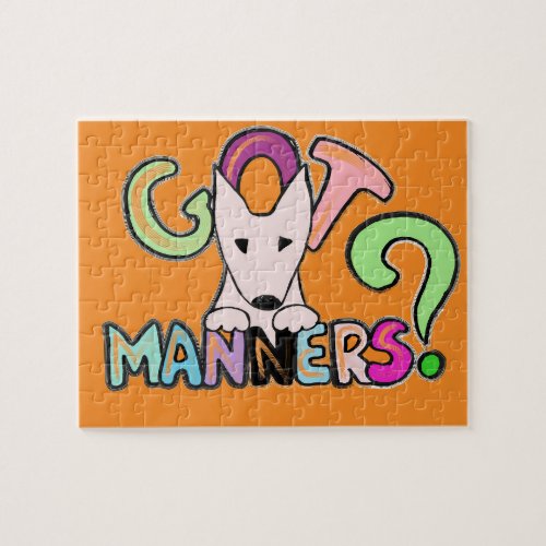 GOT MANNERS English Bull Terrier pet art Jigsaw Puzzle