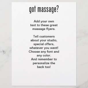 Got Massage? In Black Ink Flyer