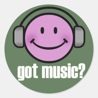 GOT MUSIC SMILE CLASSIC ROUND STICKER