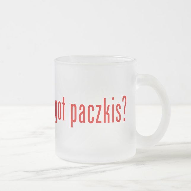 got paczkis? frosted glass coffee mug (Right)