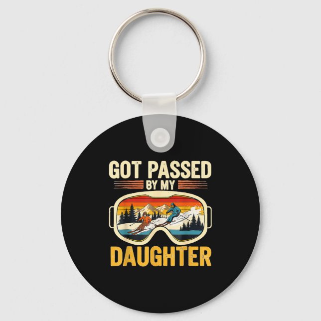 Got Ped By My Daughter Funny Ski Goggles Mountain  Keychain (Front)