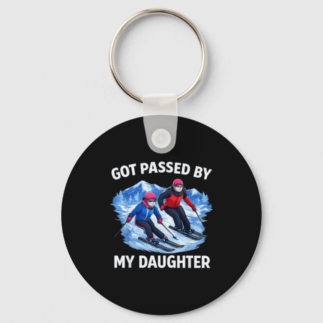 Got Ped By My Daughter Funny Skiing _27  Keychain (Front)