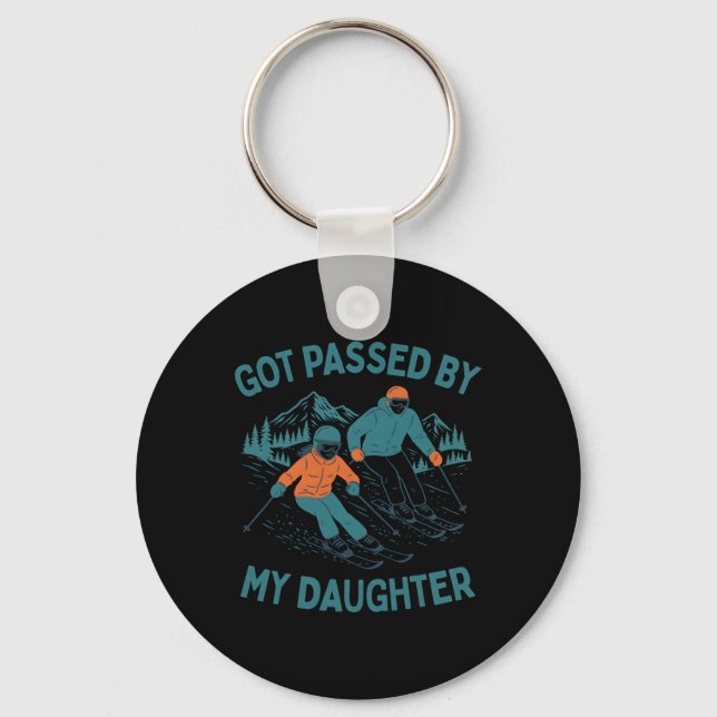 Got Ped By My Daughter Funny Skiing Dad Winter Spo Keychain (Front)