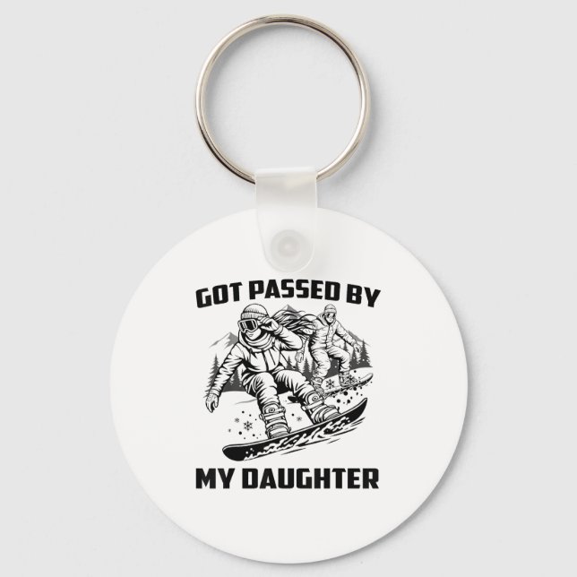 Got Ped By My Daughter Funny Skiing Ski Dad Winter Keychain (Front)