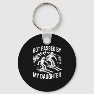 Got Ped By My Daughter Skiing, Retro Dad Skiers _1 Keychain