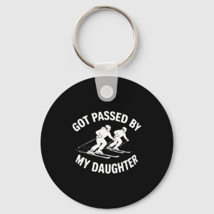 Got Ped By My Daughter Skiing, Retro Dad Skiers  Keychain