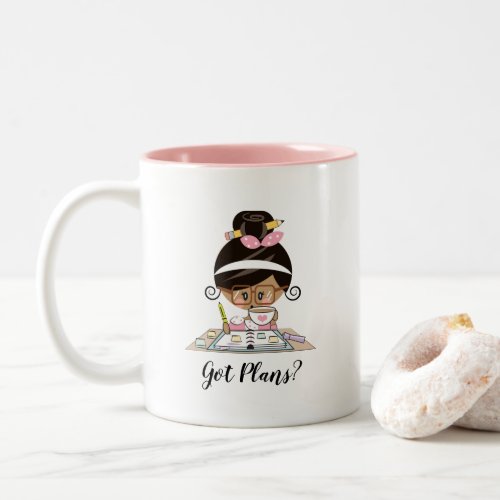 Got Plans Planner Girl Mug Black Hair Dark Skin