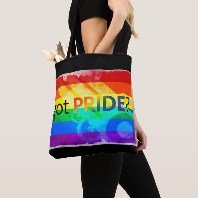 Got Pride LGBTQ Rainbow Flag Large Tote Bag (Close Up)