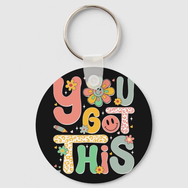 Got This Testing Day Groovy Motivational Teacher S Keychain (Front)