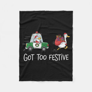 Got Too Festive Silly Goose Santa Christmas Lights Fleece Blanket