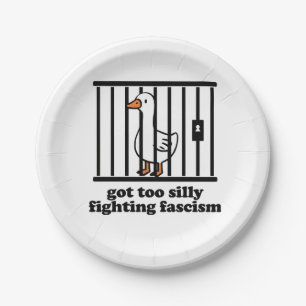 Got Too Silly Fighting Facism No King USA Paper Plates