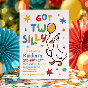 Got Two Silly Goose Boy 2nd Birthday Party Invitation