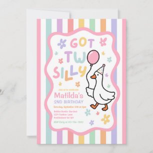 Got Two Silly Goose Girl 2nd Birthday Party Invitation