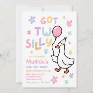 Got Two Silly Goose Girl 2nd Birthday Party Invitation