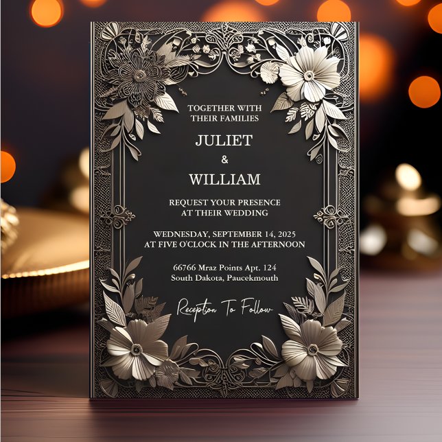 Got Vintage Lace Floral Gold Foil Embossed Wedding Invitation (Creator Uploaded)