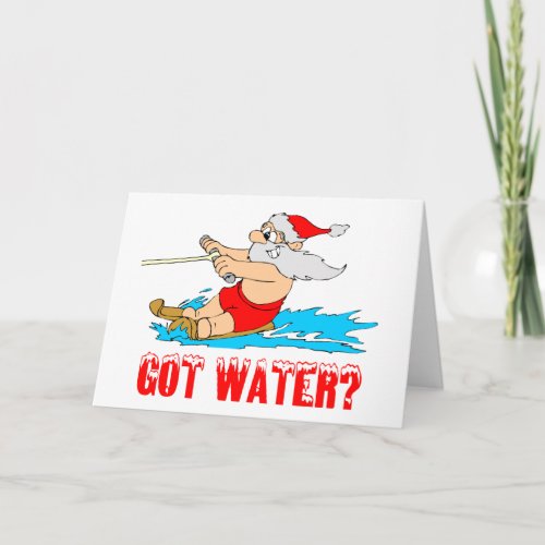 Got Water Skiing Santa Holiday Card