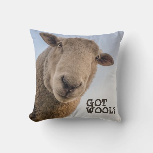 Got Wool Funny Sheep Knitting or Crochet Throw Pillow