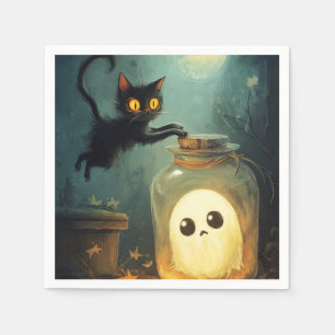 Got You - Halloween Cat and Ghost Napkins