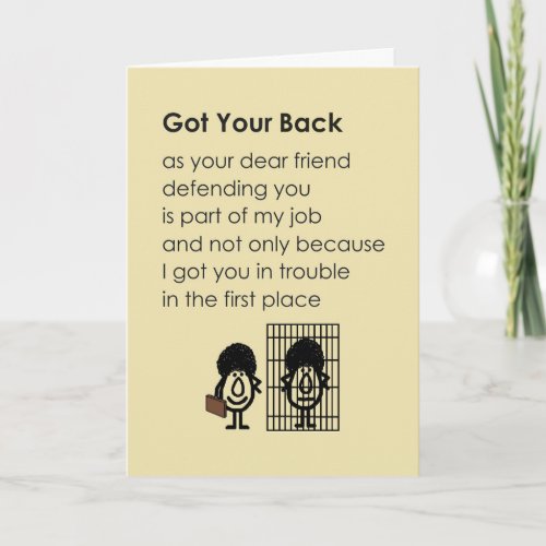 Got Your Back A Funny Thinking Of You Poem Card