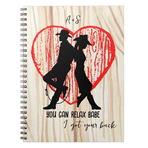 Got your back cowboys couple rustic heart notebook
