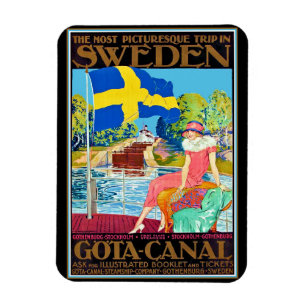 Gota Canal Sweden Vintage Travel Poster Magnet