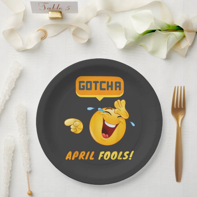 GOTCHA - April Fool's Day Funny Paper Plates (Wedding)